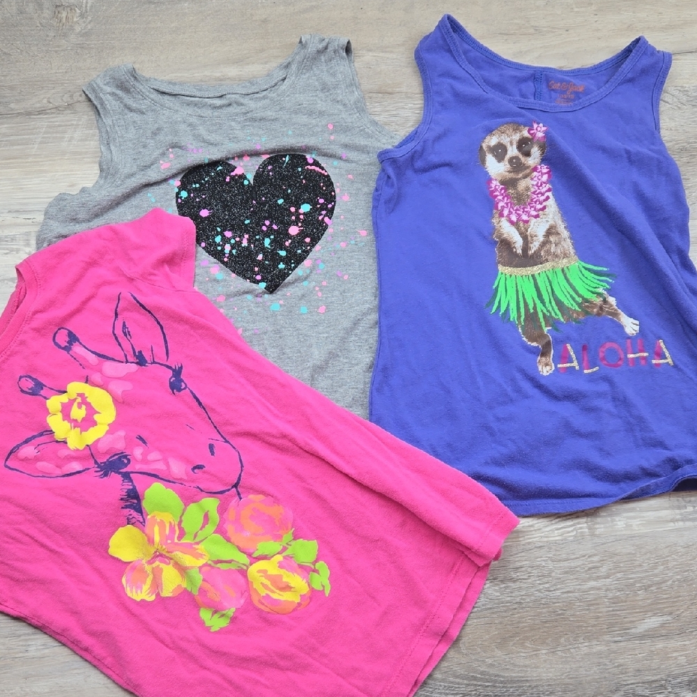 Girls 10 12 Shirt Tank Bundle Meerkat Heart Giraffe